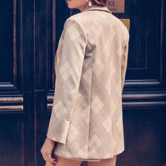 SHEIN X Amiko Argyle Print Blazer & Shorts Set - Picture 2 of 4